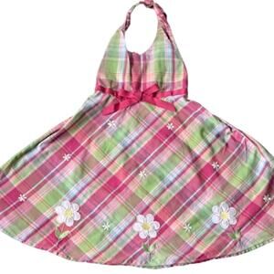 Blueberi Boulevard Pink And Green Plaid Halter Dress Size 5